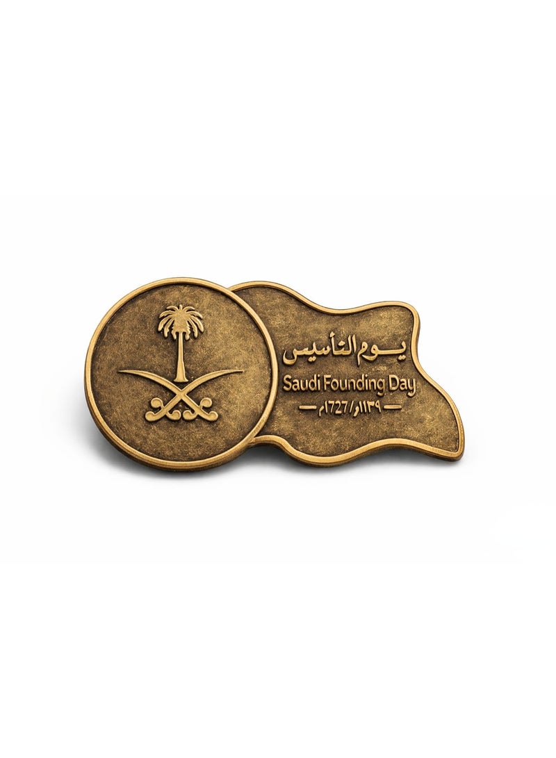 Sasha Saudi Founding Day Brooch – Premium Metal Pocket Brooch for Shirts & Thobes | National Heritage Emblem - Image 1
